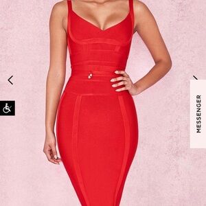 House Of CB Elegant Red Bodycon Dress Size XS